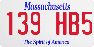 MA license plate 139HB5