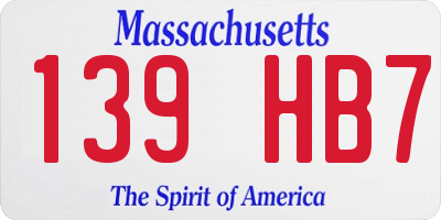 MA license plate 139HB7