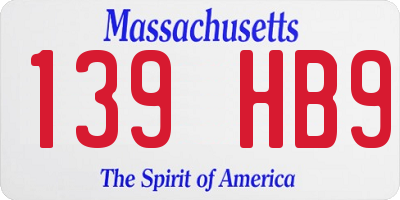 MA license plate 139HB9