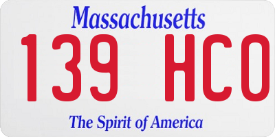 MA license plate 139HC0