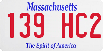 MA license plate 139HC2