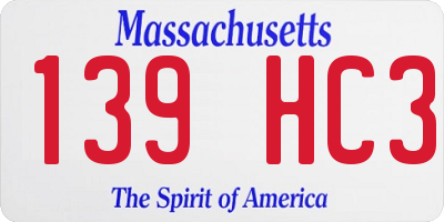 MA license plate 139HC3