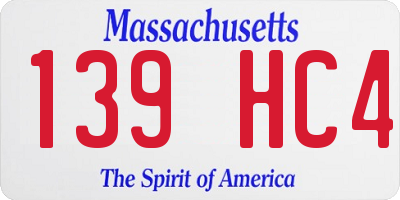 MA license plate 139HC4