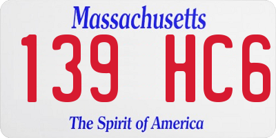 MA license plate 139HC6