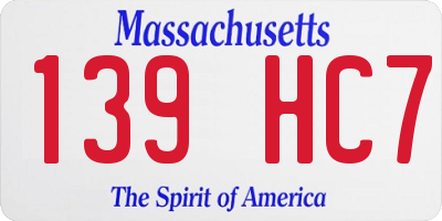 MA license plate 139HC7