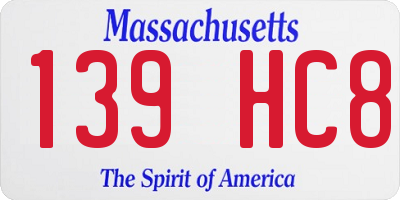MA license plate 139HC8