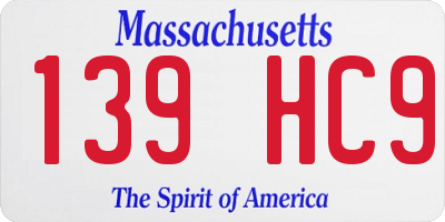 MA license plate 139HC9