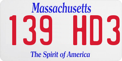 MA license plate 139HD3