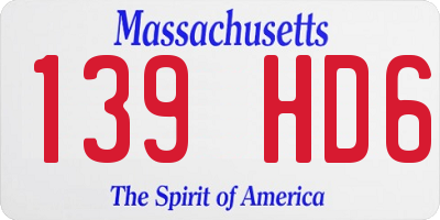 MA license plate 139HD6