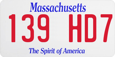 MA license plate 139HD7