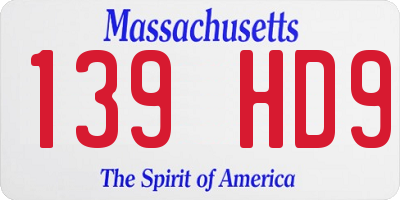 MA license plate 139HD9