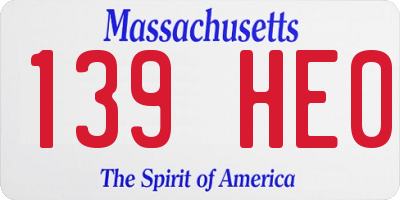 MA license plate 139HE0