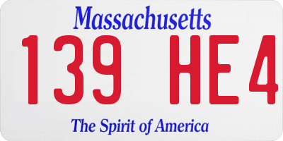 MA license plate 139HE4