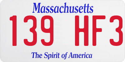MA license plate 139HF3