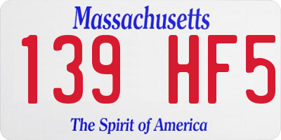MA license plate 139HF5