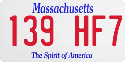 MA license plate 139HF7