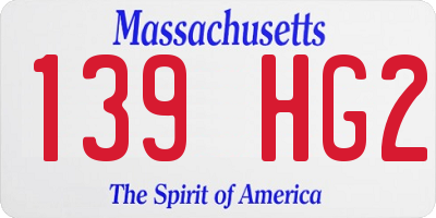 MA license plate 139HG2