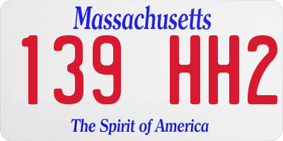 MA license plate 139HH2