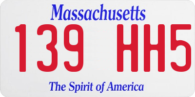 MA license plate 139HH5