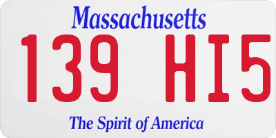 MA license plate 139HI5