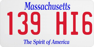 MA license plate 139HI6