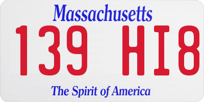 MA license plate 139HI8