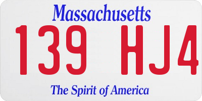MA license plate 139HJ4