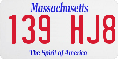 MA license plate 139HJ8