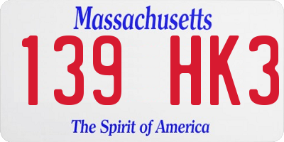 MA license plate 139HK3