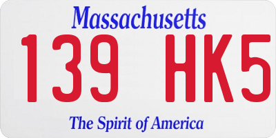 MA license plate 139HK5
