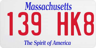 MA license plate 139HK8