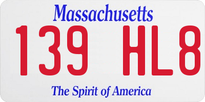 MA license plate 139HL8