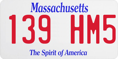 MA license plate 139HM5
