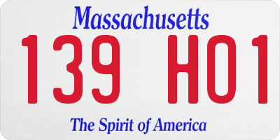 MA license plate 139HO1