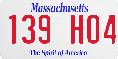 MA license plate 139HO4