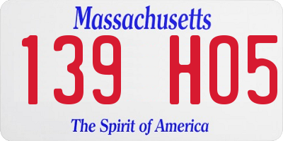 MA license plate 139HO5