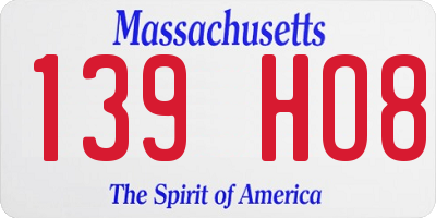 MA license plate 139HO8