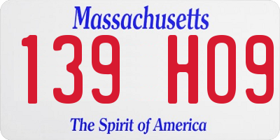 MA license plate 139HO9