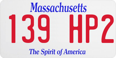 MA license plate 139HP2