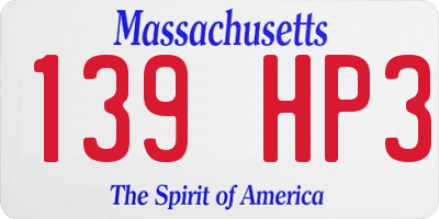 MA license plate 139HP3