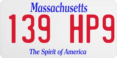 MA license plate 139HP9