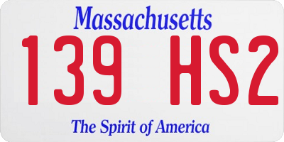 MA license plate 139HS2