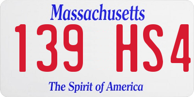MA license plate 139HS4