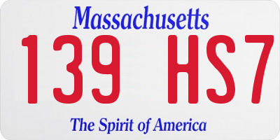 MA license plate 139HS7