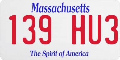 MA license plate 139HU3