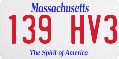 MA license plate 139HV3