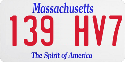 MA license plate 139HV7
