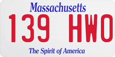 MA license plate 139HW0
