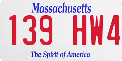 MA license plate 139HW4