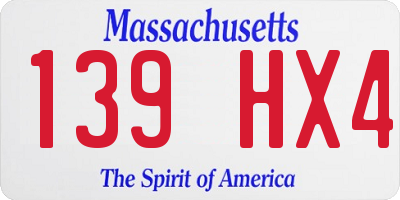 MA license plate 139HX4